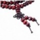 Stretch szíj, 6 mm-es dia gyöngyök, szandálfa buddhista ima nyaklánc, Burgundia P9P6