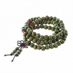 2X (olívazöld szandálfa gyöngyök buddha buddhista Mala Stretch nyaklánc Rosa A6E7
