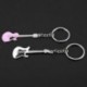 2X (1 pár édes mini ezüst rózsaszín ötvözet gitár kulcstartó kulcstartó kulcstartó Penda E6X5