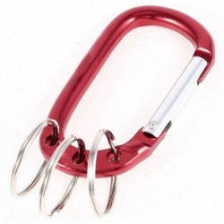 2X (bordó, piros alumínium karabiner csipeszes horog 3 osztott kulcstartó S9B3)