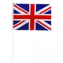 Kézzel hullámosító Union Jack zászlók műanyag pólusai 21 x 14 cm-es csomagban, 12 piros   fehér U4B2-vel