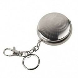 Hordozható rozsdamentes acél kör alakú hamutartó (kulcstartóval) - Ezüst véletlenszerű pat. E2R7
