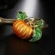 4X (Halloween tök bross új ötvözet zöld levelek narancssárga zománc tök WoU2S7