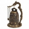 Nemzeti kézzel készített sárgaréz harang faragott sárkány buddhista buddhiai óra bronz G U6Y5