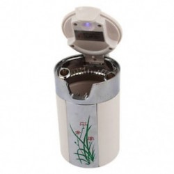 Kék LED-es, füstmentes, napelemes hamutartó cigarettatartó, fehér, az F5D3 autóhoz