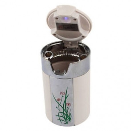 Kék LED-es, füstmentes, napelemes hamutartó cigarettatartó, fehér, az F5D3 autóhoz