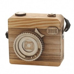 1X (kreatív retro fényképezőgép stílusú fa zenedobozos ajándék karácsonyra boldog R9Z9)