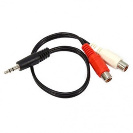 3,5 mm-es 1/8 sztereó férfi dugasz 2-es RCA aljzat adapter audio Y kábelhez C2V6