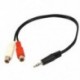 3,5 mm-es 1/8 sztereó férfi dugasz 2-es RCA aljzat adapter audio Y kábelhez C2V6