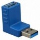USB 3.0 A férfi-női 90 fokos szögváltó csatlakozó adapter, kék R3L4