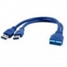 2X (kék 2-portú USB 3.0 A típusú aljzat - 20 tűs fejléc dugaszoló dugaszkábel G5H6.)