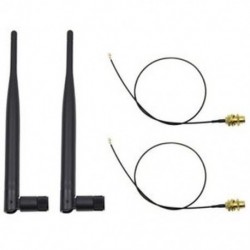 2 x 6dBi, 2,4 GHz-es, 5 GHz-es kettős sávú WiFi RP-SMA antenna   2 x 35 cm U.fl / IPEX C H5S1