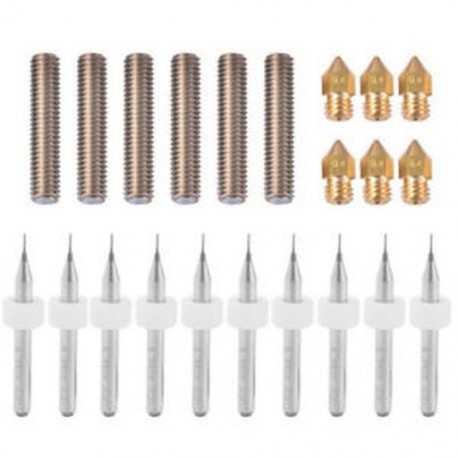 1X (3D nyomtató kiegészítők 6x 0,4 mm fúvóka 6x 1,75 mm fémszálak Hotend fúvóka T1F5