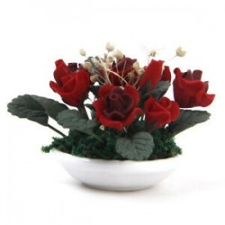 1/12 Miniatűr babaház agyag növények Rózsaszín gypsophila virágkerámia edény Q4V5