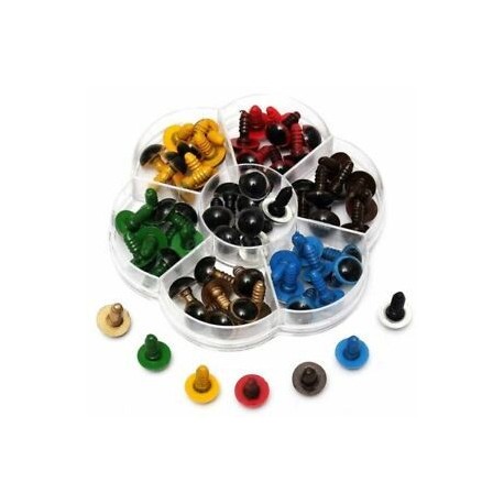 1X (70db-os műanyag biztonsági szem a barkács játékokhoz, vegyes színű, 12 mm, 10 mm, 8 mm - X9E8