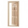 Babaház miniatűr festetlen fa külső, egyajtós, 6-paneles lapos felső B4Y1
