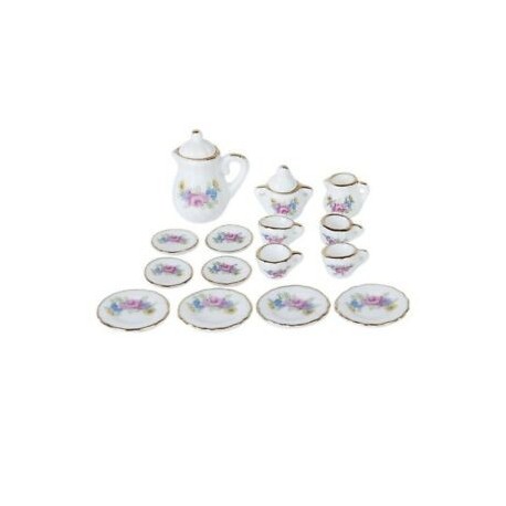 2X (15 darabos miniatűr babaház étkészlet Porcelán teáskészlet étkészlet bögre L2F1