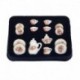 2X (Dollhouse miniatűr viselet porcelán teáskészlet tányér bögre tányér rózsaszín virág 1 G2S0