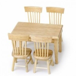 5 PC 1:12 Doll House Mini fa színű négyzet alakú étkezőasztal D8L9 W8O5