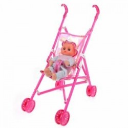 Babák Buggyroller Pushchair Pram Összecsukható Játék Doll Pram Baby Doll V1M3