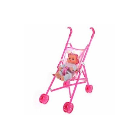 Babák Buggyroller Pushchair Pram Összecsukható Játék Doll Pram Baby Doll V1M3