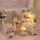 Babaház bútor Diy miniatűr porvédő 3D-s fa miniatűr babaház E1U0