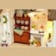 Dollhouse miniatűr barkács ház modell építőkészlet fa kreatív szoba A1E1-el
