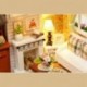Dollhouse miniatűr barkács ház modell építőkészlet fa kreatív szoba A1E1-el
