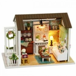 Dollhouse miniatűr barkács ház modell építőkészlet fa kreatív szoba D5L6-tal