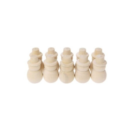 5X (10 db / készlet Befejezetlen Diy Wood Peg Doll Karácsony Hóember Torta Toppers De Z3P1
