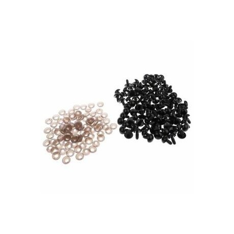5X (100 x fekete maci szembiztonsági szem műanyag szem alátéttel 5-40mm - 20mm B9M6)