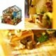 DIY fa virágos ház miniatűr babaház 3D LED Mini babaház készlet W6A6-lal