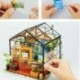 DIY fa virágos ház miniatűr babaház 3D LED Mini babaház készlet W6A6-lal