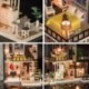 1X (DIY Babaház Fa Miniatűr Babaház Miniatűr Babaház Furnérrel T2F1