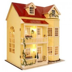 DIY kézműves miniatűr projektkészlet fa babák ház LED lámpák zene Vil G8U3