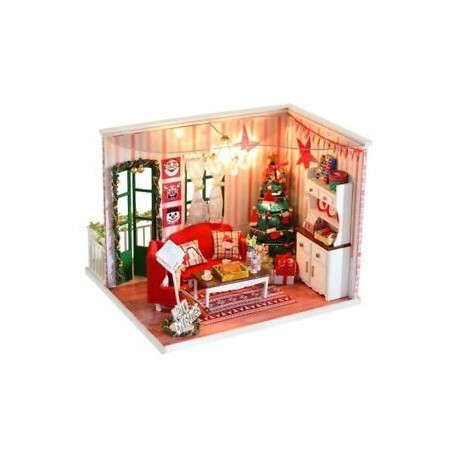 5X (IIECREATE DIY Doll House karácsonyi ajándékok, kézzel összeállított, J1U7 típusú 3D-s fa modellek