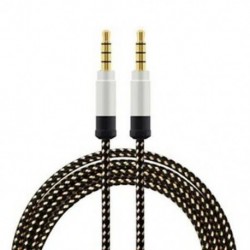 1X (fekete, 1,5 méter magas minőségű fonott fém audiokábel, 3,5 mm-es AUX audio ca O2P8.)