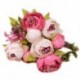 1Bouquet 8 fej mesterséges bazsarózsa selyem virág levél otthon esküvői dekoráció P7X9