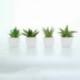 Készlet 4 modern fehér kerámia mini aloe cserepes mesterséges zamatos növény K2F8