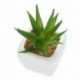 Készlet 4 modern fehér kerámia mini aloe cserepes mesterséges zamatos növény K2F8