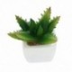 Készlet 4 modern fehér kerámia mini aloe cserepes mesterséges zamatos növény K2F8