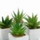 Készlet 4 modern fehér kerámia mini aloe cserepes mesterséges zamatos növény K2F8