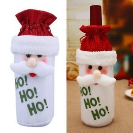 1X (1 db Rajzfilm Mikulás borosüveg borítózsák Karácsonyi vacsora Xmas Table De V3F3