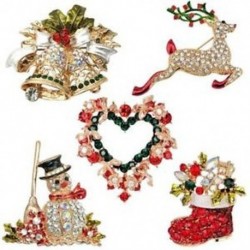 1X (1 / 5db többszínű karácsonyi bross tűs szett Hóember Jingle Bells Star Q3G8