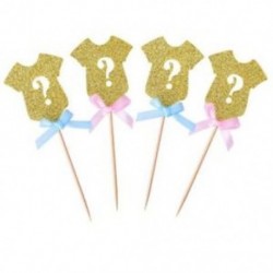 5 x 24db Arany színű csillámos póló alakú tortadísz masnival muffin - tortadísz szülinapra - babaváróra