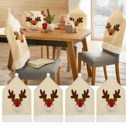 4PC szarvas kalap szék borítja karácsonyi dekoráció vacsora szék Xmas sapka készletek Reinde Z8Y2