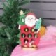 2X (A fából készült santa asztali karácsonyi dekoráció mini fa díszek és Mini Y1I5