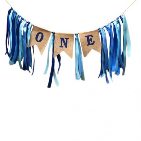 6X (természetes zsákvászon szalag ONE első születésnapi szalaghirdetés kislány fiú bunting Fl B8Q8