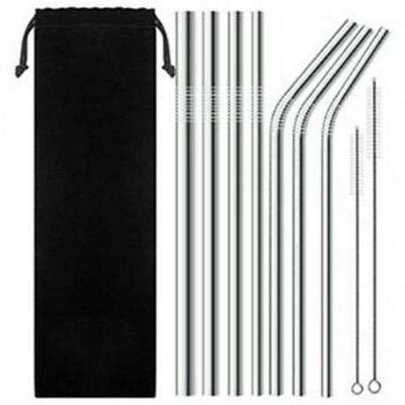 5X (7 darabos rozsdamentes acélból készült széles szalmaszál, újrafelhasználható szalma a Smoothi J9Y7-hez