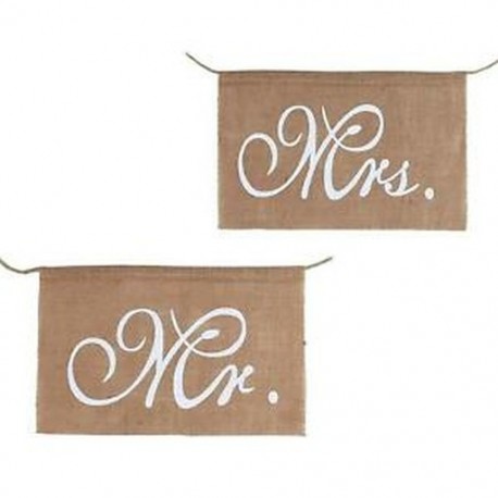 3X (5 pár Burlap Bows és Mrs. Rusztikus szék Banner Band szék Sig R2X1